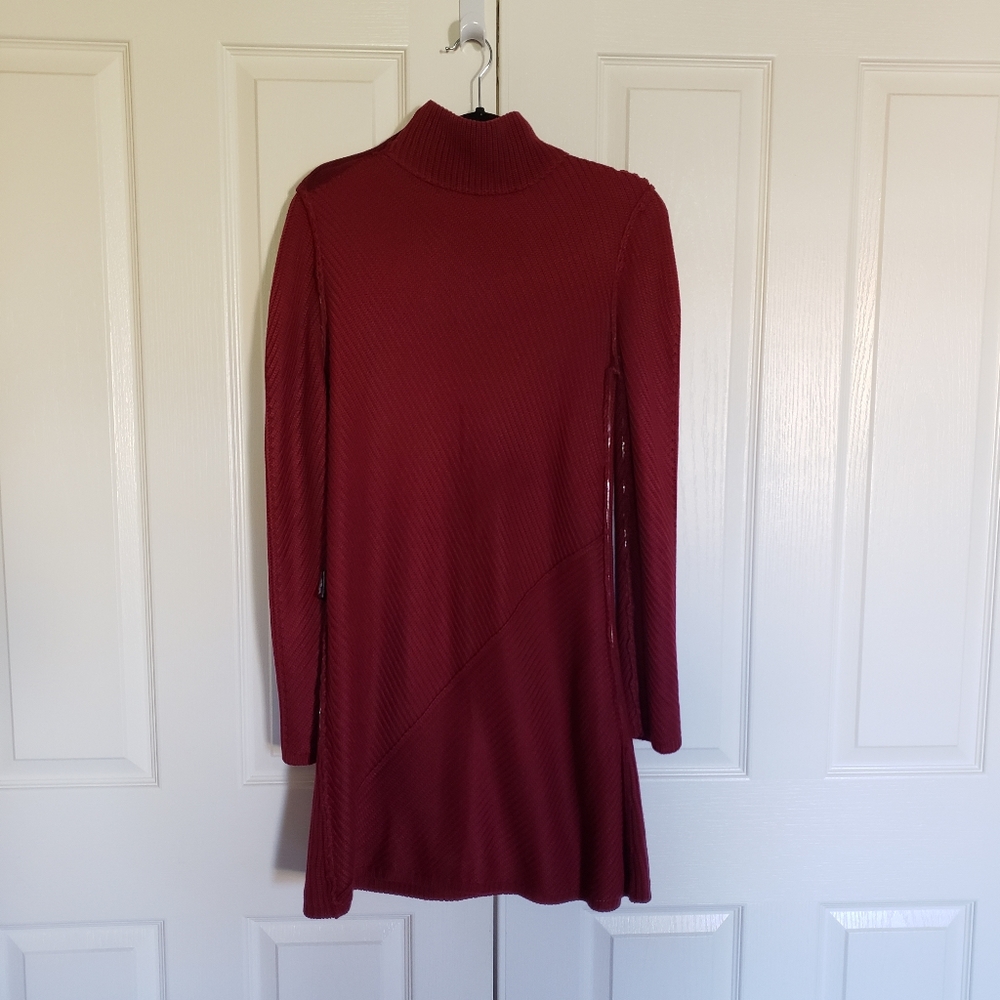 Tory Burch Brodie Tunic Dress Sweater Viscose Turtleneck Knit Size Medium - Picture 4 of 13